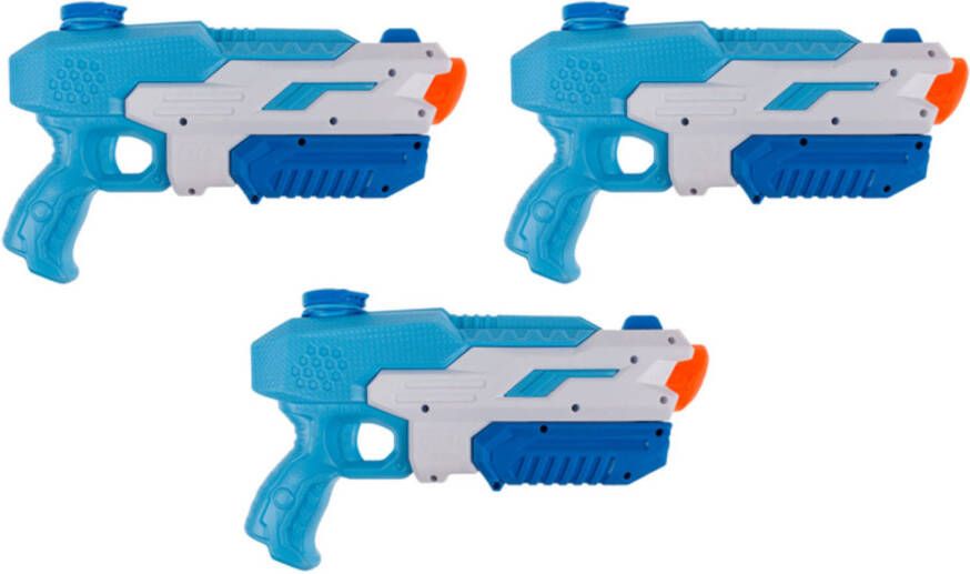 Merkloos 3x Waterpistool/waterpistolen Blauw 30 Cm Waterpistolen