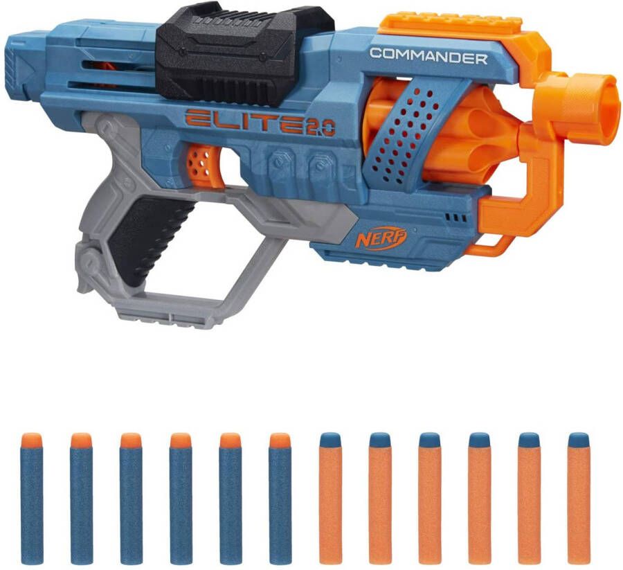 NERF Speelpistool Elite 2.0 Commander Rd 6 36, 4 Cm Blauw/oranje