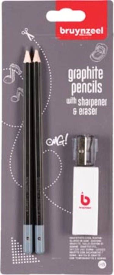 OfficeTown Bruynzeel Potlood Hb, Blister Van 2 Stuks, Met Slijper En Gom