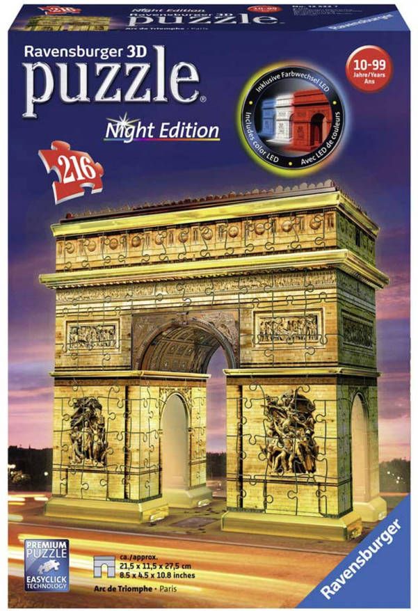 Ravensburger Arc de Triomphe Night Edition 3D puzzel(216 stukjes )