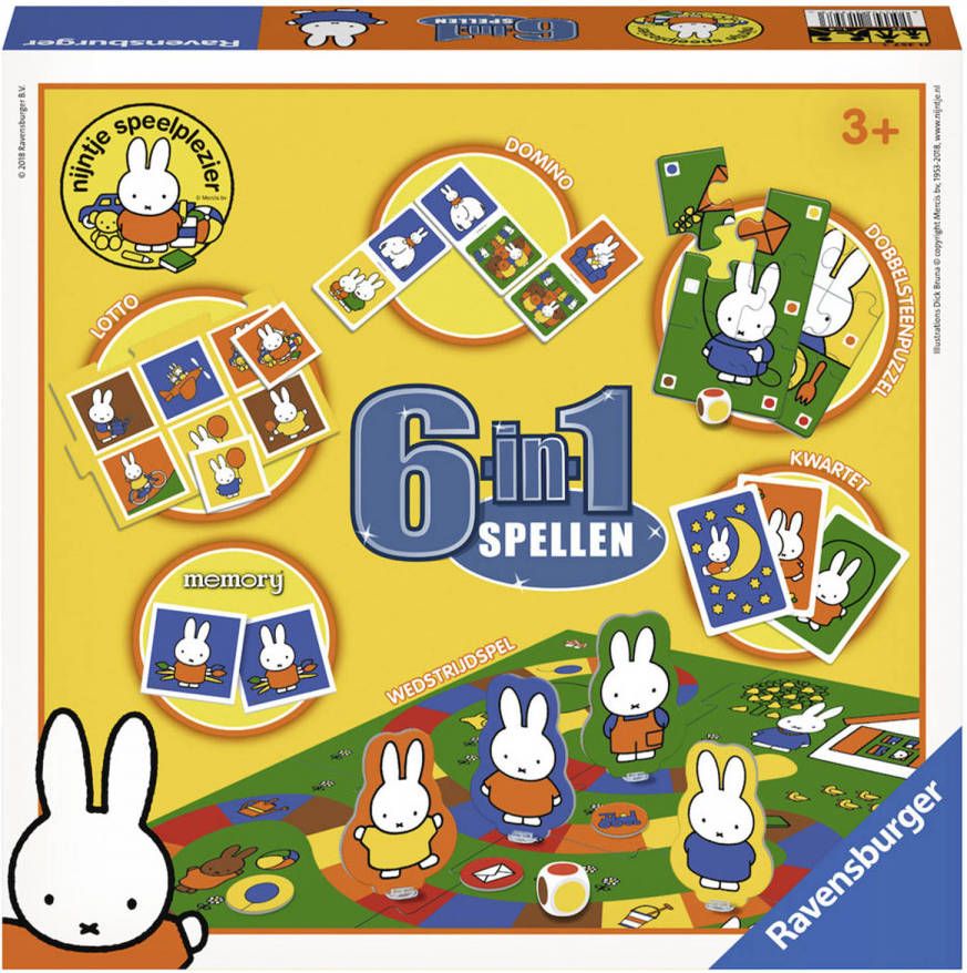 Ravensburger Spel Nijntje 6 In 1 Lotto Memory Domino Kwartet Puzzel Wedstrijdspel