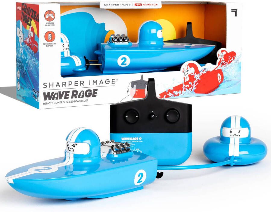 Sharper Image Wave Rage Rc Bestuurbare Boot Met Sleepboot Blauw