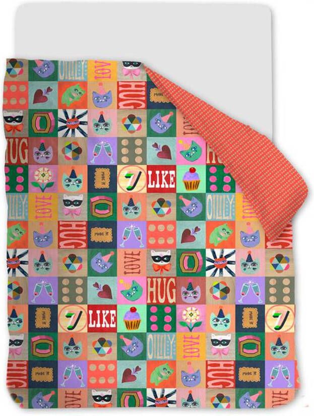 Slaaptextiel nl Oilily Party Blocks Dekbedovertrek Katoen Ledikant(100x135 Cm + 1 Sloop) Multi