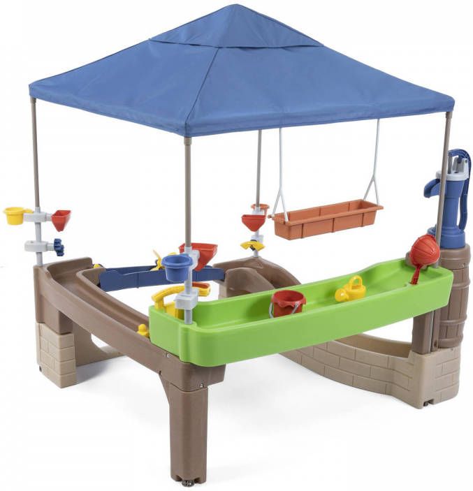 Step2 Pump & Splash Shady Oasis Speelhuisje Met Waterspeelgoed Kunststof Patio Voor Kinderen Met Waterpomp, Watertafel