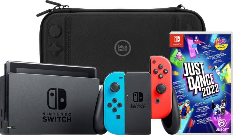 Nintendo Switch Rood/Blauw + Just Dance 2022 + Bluebuilt Travel Case