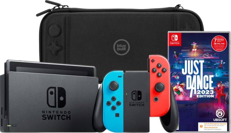 Nintendo Switch Rood/Blauw + Just Dance 2023 + Bluebuilt Travel Case