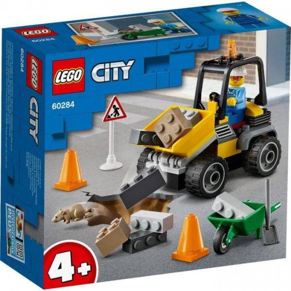 Lego 60284 City Voertuigen Wegenbouwtruck, Bouwvoertuig met Frontlader Speelgoed voor Jongens en Meisjes van 4+