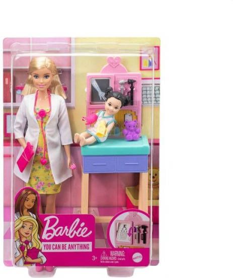 Barbie Professionele Doktersdoos Met poppen En Patiënt En Medische Accessoires Modepop Vanaf 3 Jaar