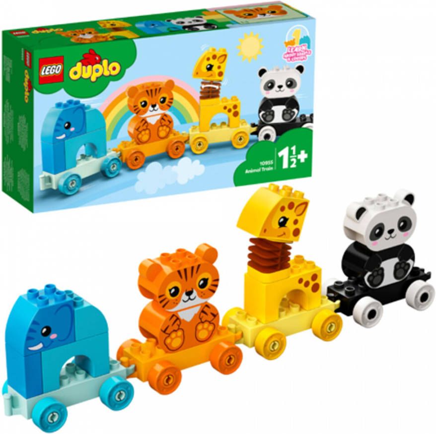 Lego 10955 DUPLO Dierentrein met Olifant, Tijger, Panda en Giraf, Babyspeelgoed vanaf 1, 5+ Jaar, Educatief Speelgoed