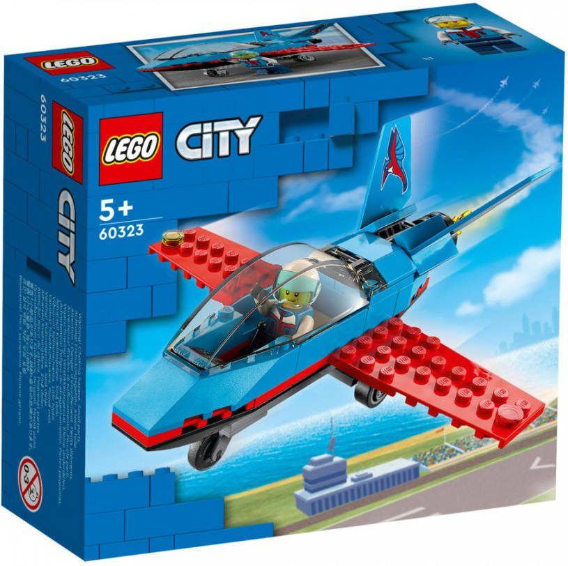 Lego 60323 City Stuntvliegtuig, Speelgoed Vliegtuig met Minifiguur van Piloot, Cadeau idee voor Kinderen vanaf 5 Jaar