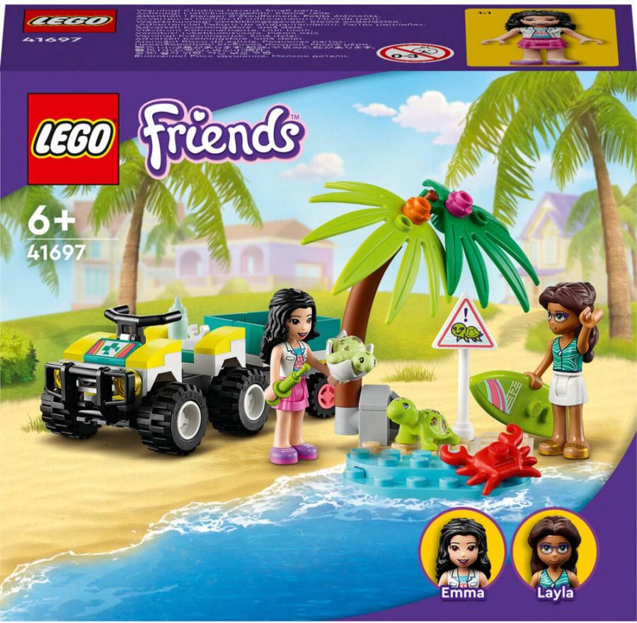 Lego 41697 Friends Schildpadden Reddingsvoertuig, Zeedieren Speelgoed voor Kinderen van 6+ Jaar, Strandbuggy met Trailer