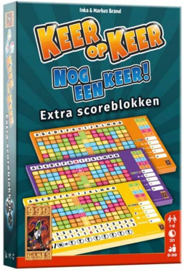 999 Games Keer op Keer Scoreblok 3 stuks Level 2, 3 en 4 uitbreidingsspel