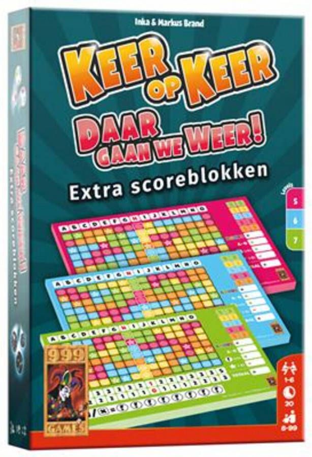 999 Games Keer op Keer Scoreblok 3 stuks Level 5, 6 en 7 uitbreidingsspel