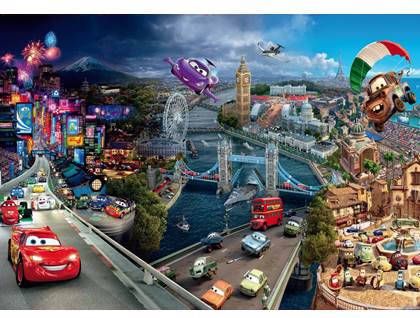 Disney fotobehang Cars blauw, rood en beige 600359 360 x 254 cm