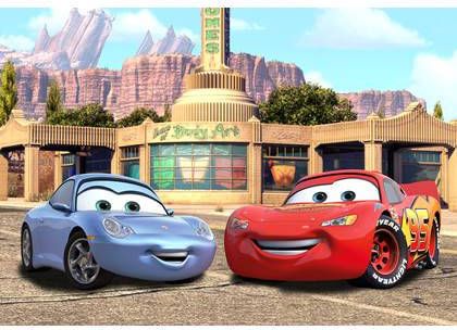Disney fotobehang Cars rood, blauw en beige 600353 360 x 254 cm