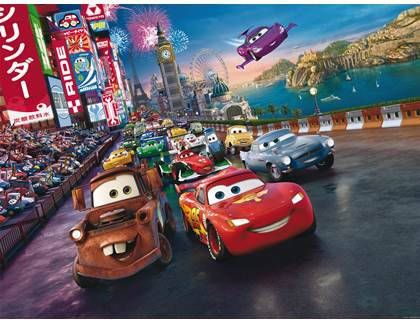 Disney fotobehang Cars rood, blauw en geel 600582 360 x 270 cm
