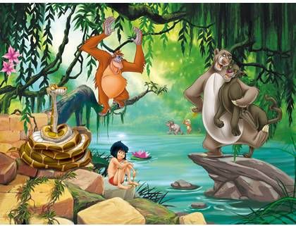 Disney fotobehang Jungle Boek groen, blauw en beige 600592 360 x 2