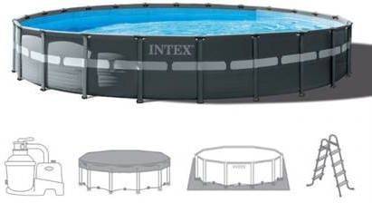 Intex Opzetzwembad Met Accessoires Ultra Xtr Frame 732 X 132 Cm Antraciet online kopen