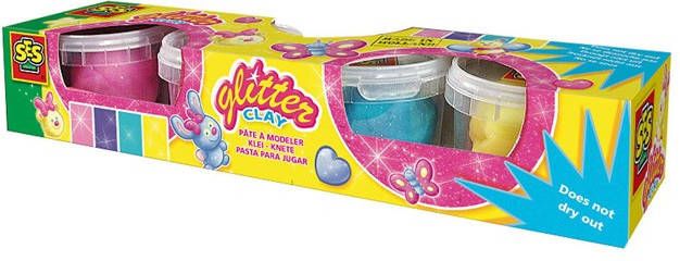 SES Creativ e Kneedset glitter, 4 kleuren per 90g