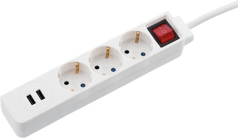 Hama Stekkerdoos Usb 3, 4a 3 voudig Wit