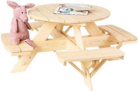 Pinolino ® Kinderzithoek voor in de tuin Nicki Vurenhout, naturel, ØxH 114x50 cm