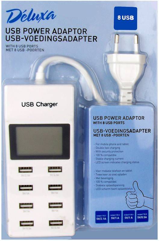 BABY born Deluxa Usb Power Adaptor Met 8 Usb poorten