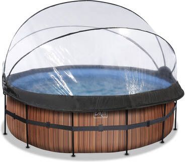 EXIT TOYS EXIT Frame Pool ø, 427x122cm(12v Sand filter) Houtoptiek + Zonnedak + Warmtepom