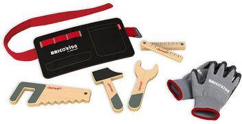 Janod ®, BRICO'KIDS gereedschapsriem(4 stuks)en handschoenen