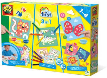 SES Creativ e®, My first 3 in 1 vingerverven, kleuren en vormen lijmen