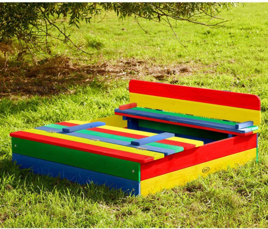 AXI Ella Zandbak Van Fsc Hout Met Bankjes & Deksel Zandbak Voor Kinderen In Regenboog Kleuren