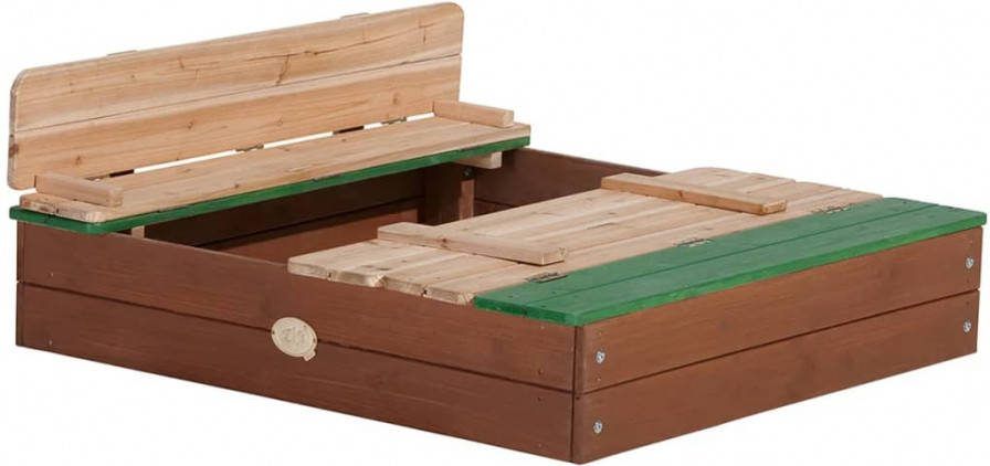 AXI Ella Zandbak Van Fsc Hout Met Bankjes & Deksel Zandbak Voor Kinderen In Bruin & Groen