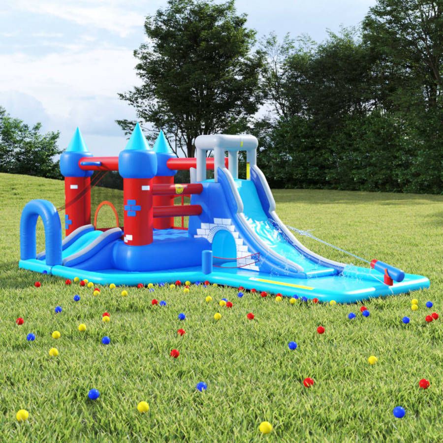 Happy Hop Waterspringkussen met glijbaan 590x390x225 cm PVC