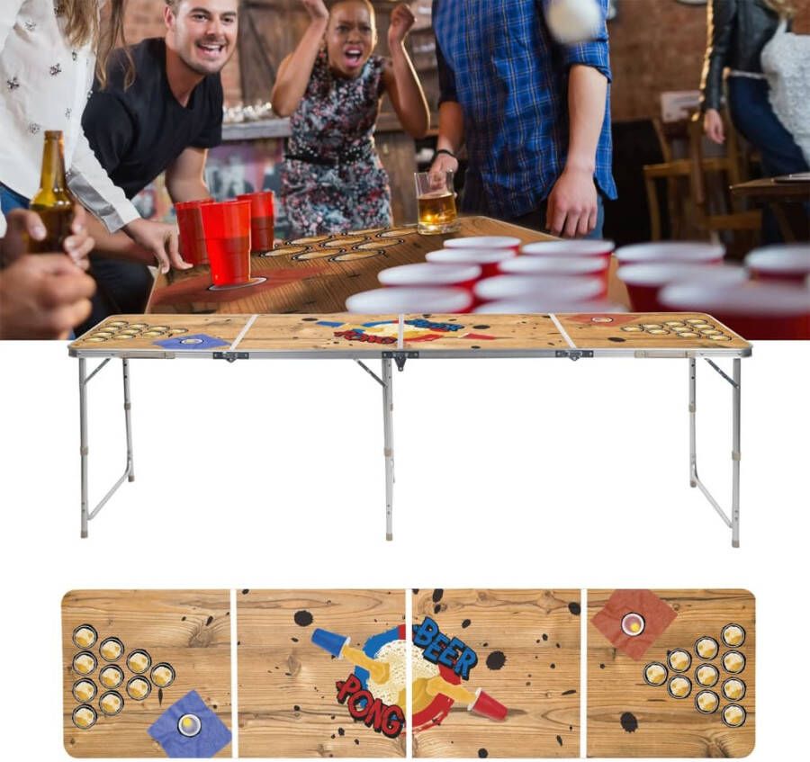 HI Bierpongtafel inklapbaar 240x60x55 cm MDF en aluminium