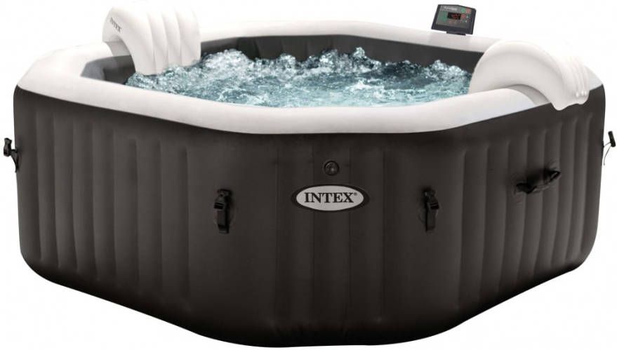 Intex Whirlpool PureSpa™ Octagon Bubble Jet PureSPA "Jet + Bubble Deluxe" octagon, onyx black 6 delig, øxh 201x71cm, met zoutwatersysteem(set )