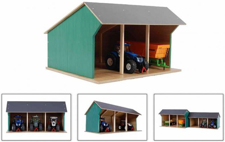 Kids Globe Boerderijschuur voor tractoren klein 1 32 hout 610192