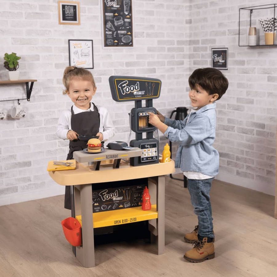 Smoby Food Corner Restaurant Keukenresto Met Cb lezer 29 Accessoires Imitatie Speelgoed Voor Kinderen