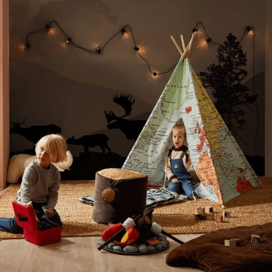 Sunny Tipi Tent Voor Kinderen In Verschillende Kleuren Met Wereldkaart Wigwam Speeltent Van 100% Katoen