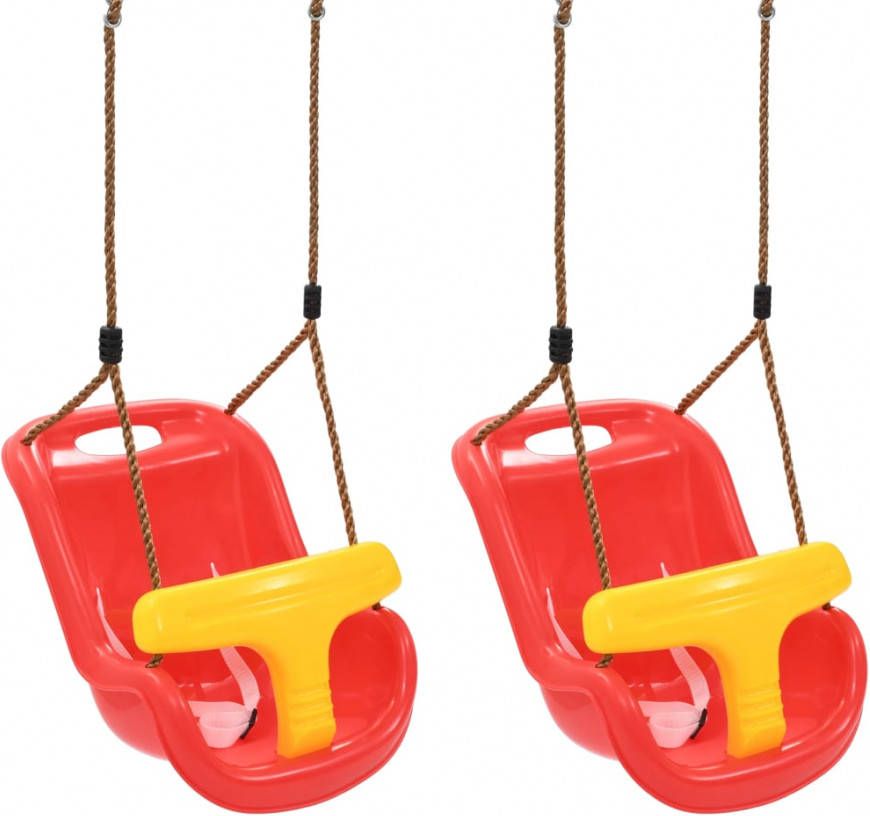 VIDAXL Babyschommels 2 st met veiligheidsgordel PP rood