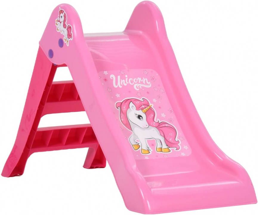 VIDAXL Kinderglijbaan inklapbaar 111 cm roze