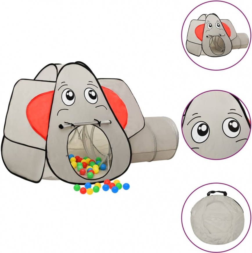 VIDAXL Kinderspeeltent Olifant 174x86x101 cm grijs