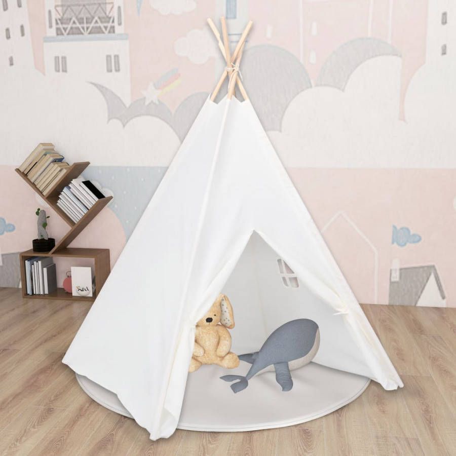 VIDAXL Kindertipitent met tas 120x120x150 cm peachskin wit