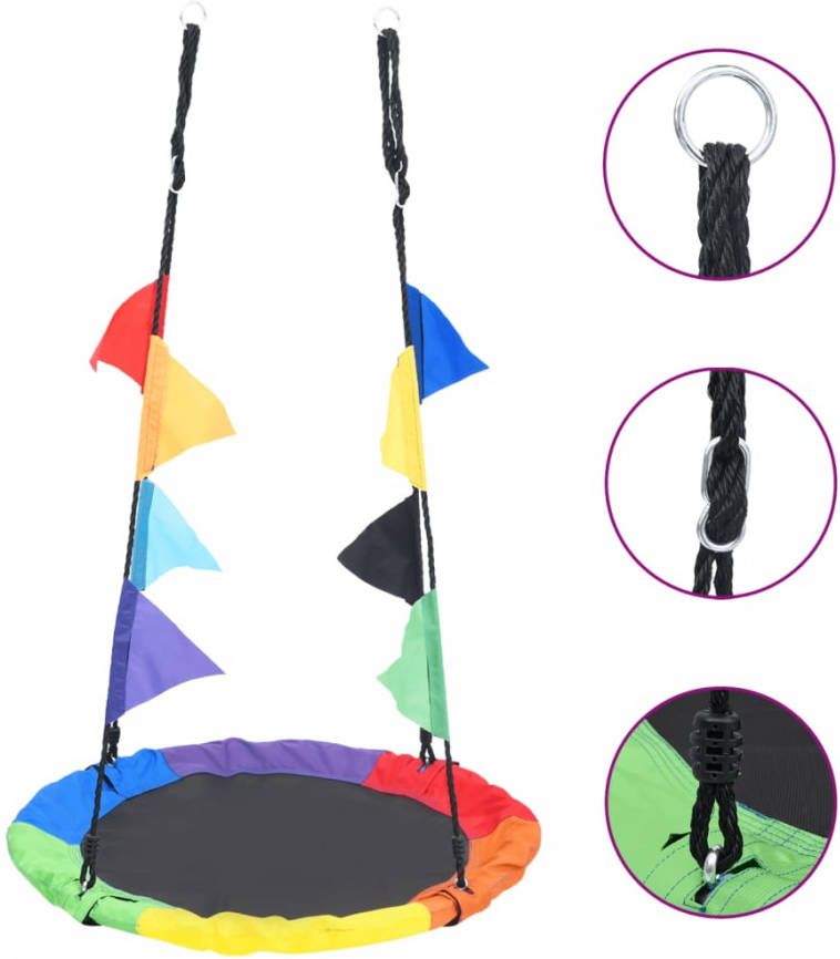 VIDAXL Nestschommel met vlaggetjes 100 cm regenboogkleurig