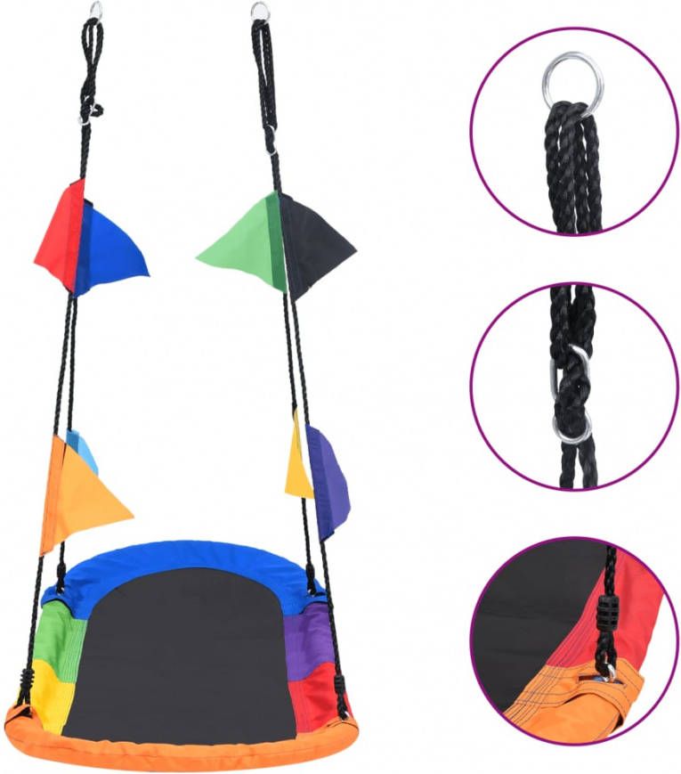 VIDAXL Nestschommel met vlaggetjes 165x70 cm