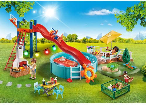 PLAYMOBIL City Life Zwembadfeest met glijbaan Constructiespeelgoed