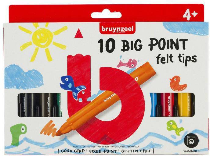 Bruynzeel Kids viltstiften Big Point, set van 10 stuks in geassorteerde kleuren