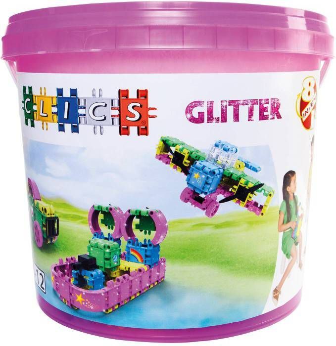 Clics glitter bucket 8-in-1 175 stuks