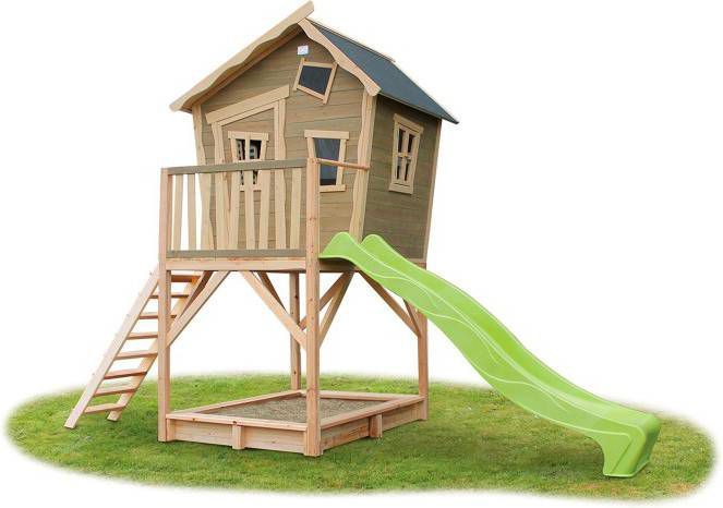 EXIT Toys Exit Crooky 700 Speelhuisje Met Glijbaan + Zandbak Groen