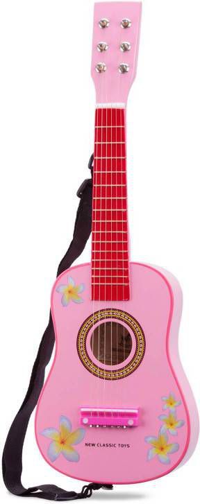 New Class ic Toys Gitaar Roze met bloemen