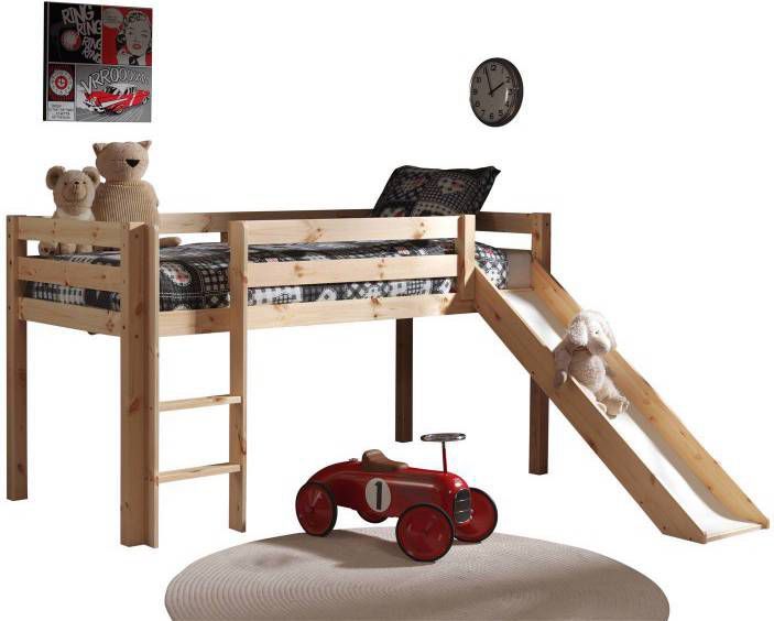 Vipack halfhoogslaper Pino met glijbaan grenenhout 90x200 cm Leen Bakker