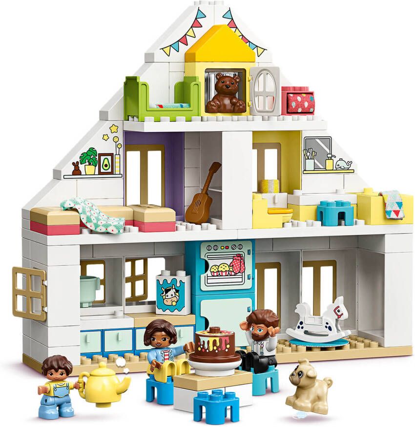 Lego 10929 DUPLO Town Modulair Speelhuis 3 in 1 Set, Poppenhuis met Poppetjes en Dieren voor Kinderen van 2 Jaar en Ouder